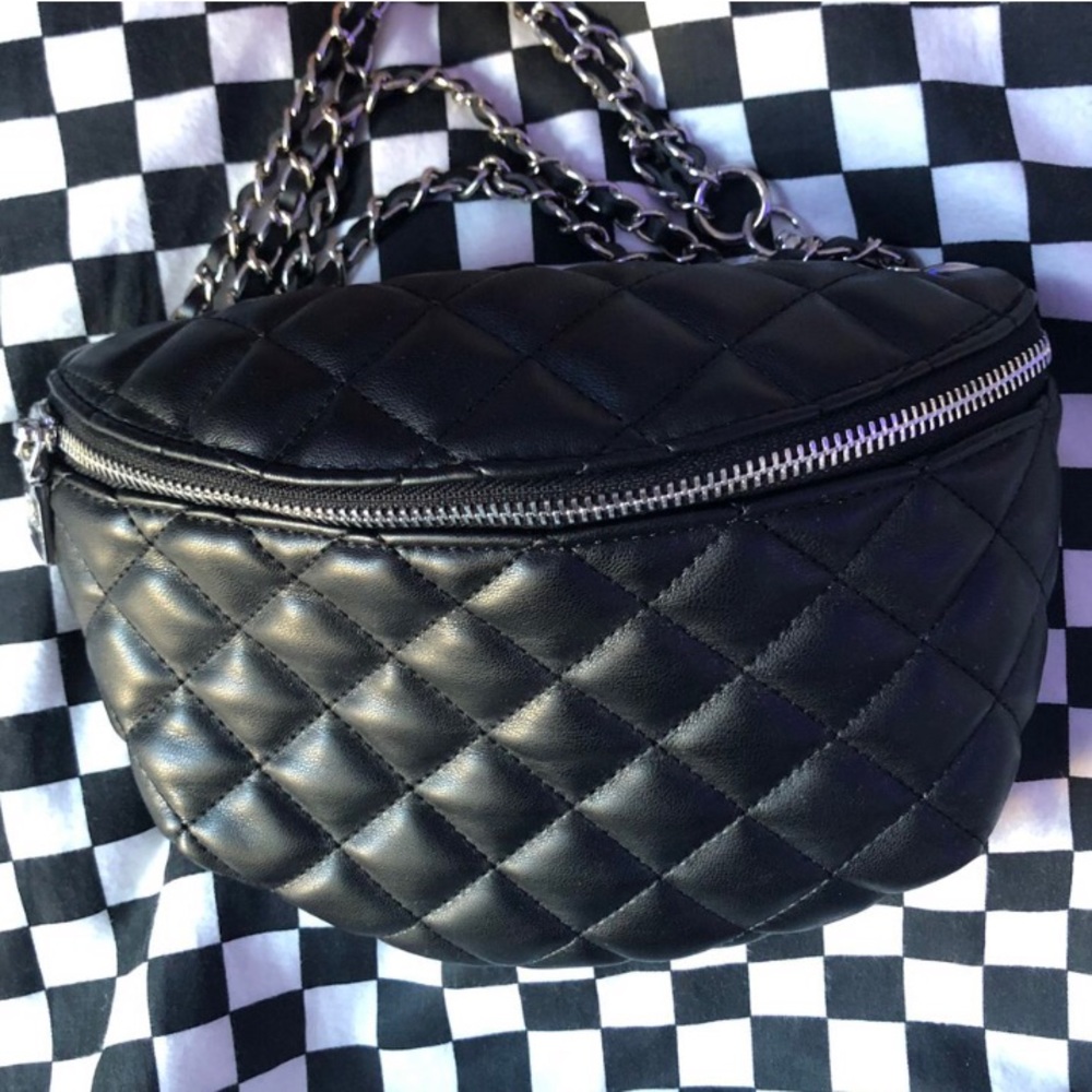 black quilted steve madden crossbody handbag